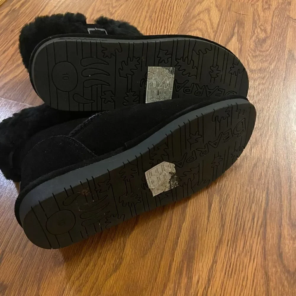 Bearpaw Abby Black Suede Boots Size 10